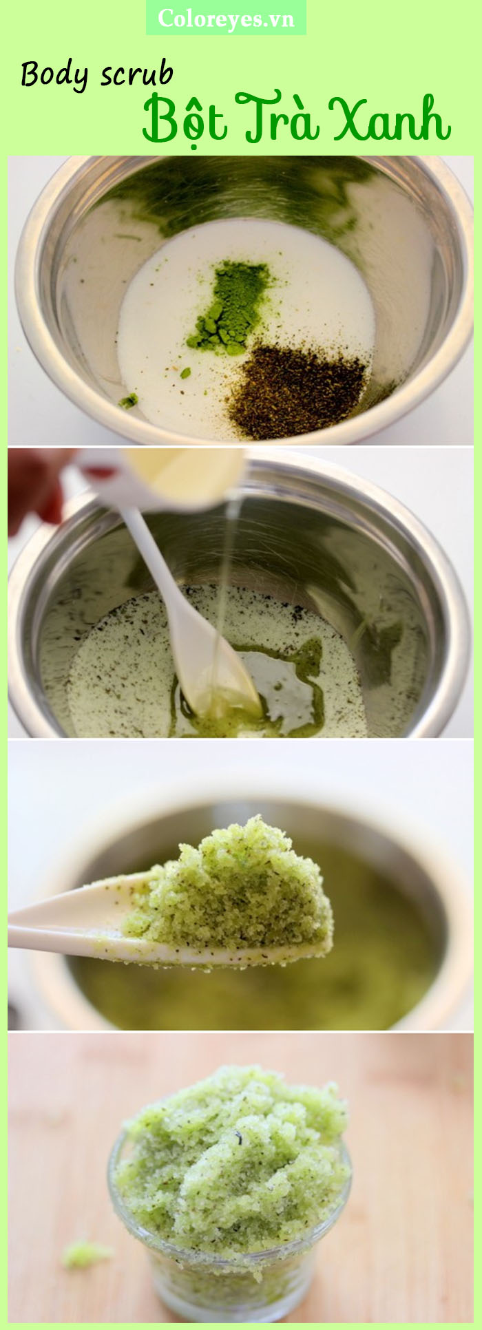 Cách làm body scrub bột trà xanh
